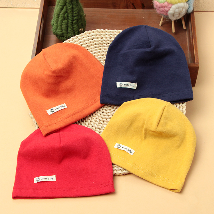 Picture of Single-layer thin spring and autumn children's cotton knitted hat baby hat newborn infant solid color cap