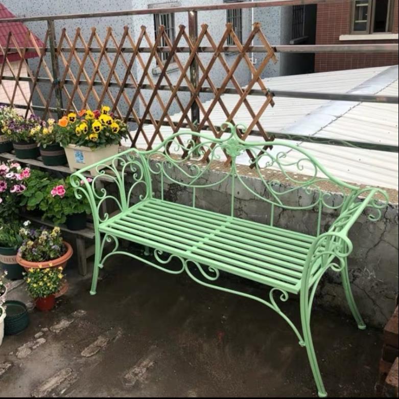 Fashionable wrought iron sofa double chair park bench garden balcony outdoor courtyard terrace lounge chair thickened drop shipping