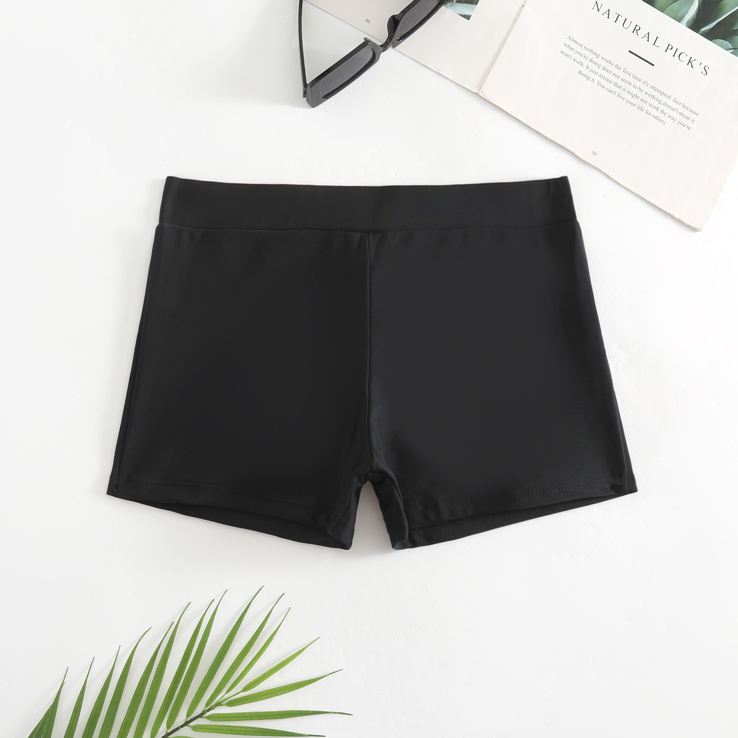 2023 New European and American Export Boxer Swimming Trunks for Women Bikini Swimsuit Swimming Trunks Pure Color Nylon Swimsuit Sun Protection