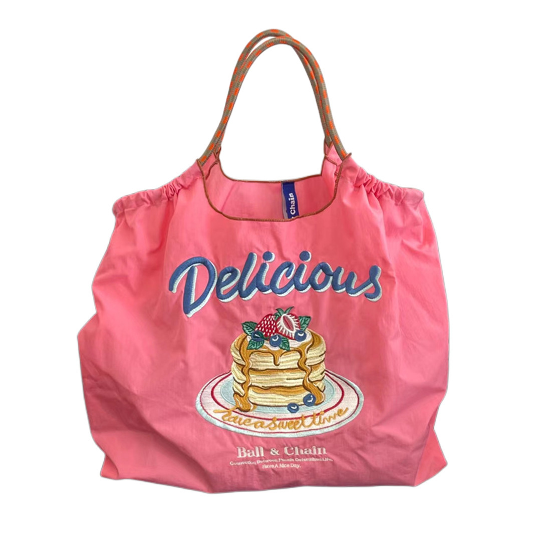 Picture of Japanese homemade ball chain eco-friendly shopping bag nylon embroidered hand canvas bag nylon shopping bag