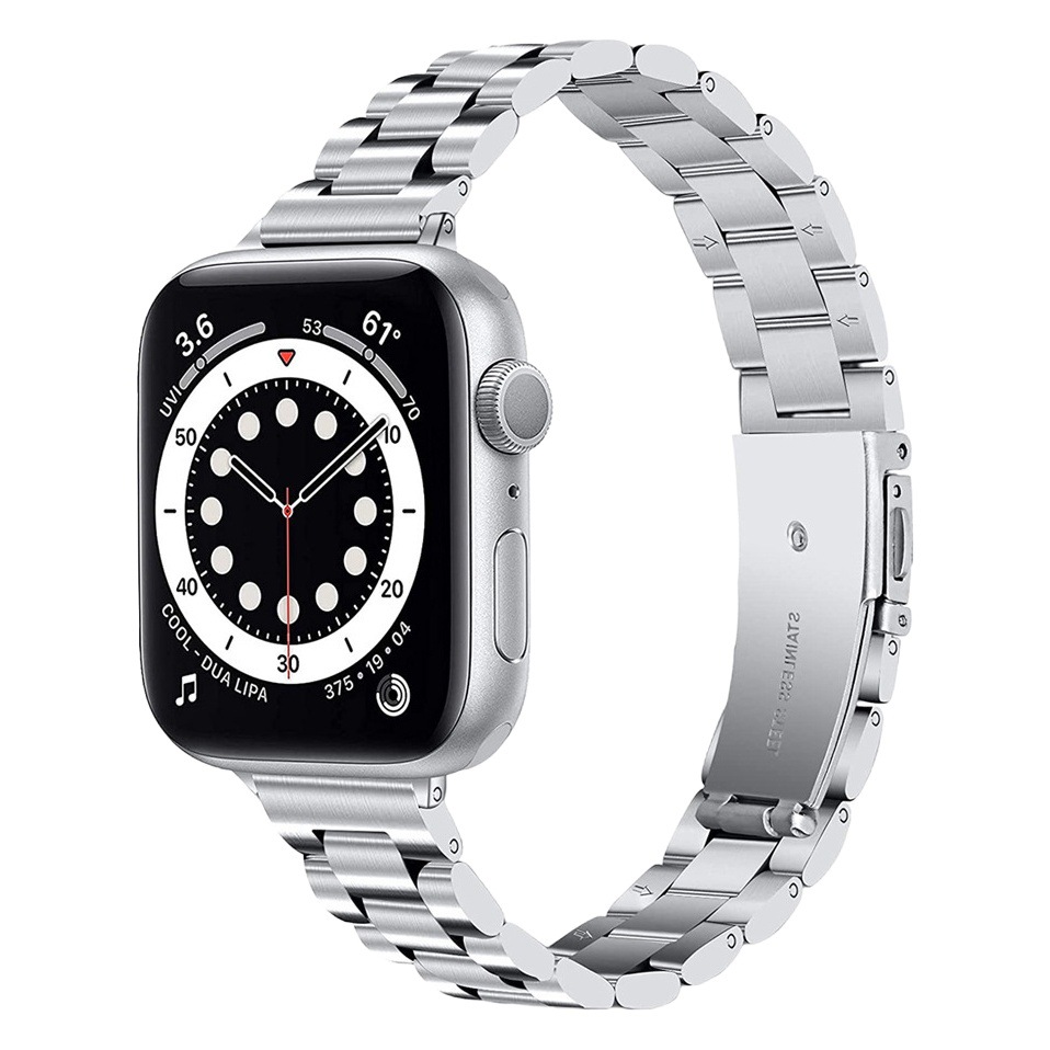 For Apple applewatch Three Beads New Stainless Steel Shrink Strap iwatch Metal Smart Watch Strap