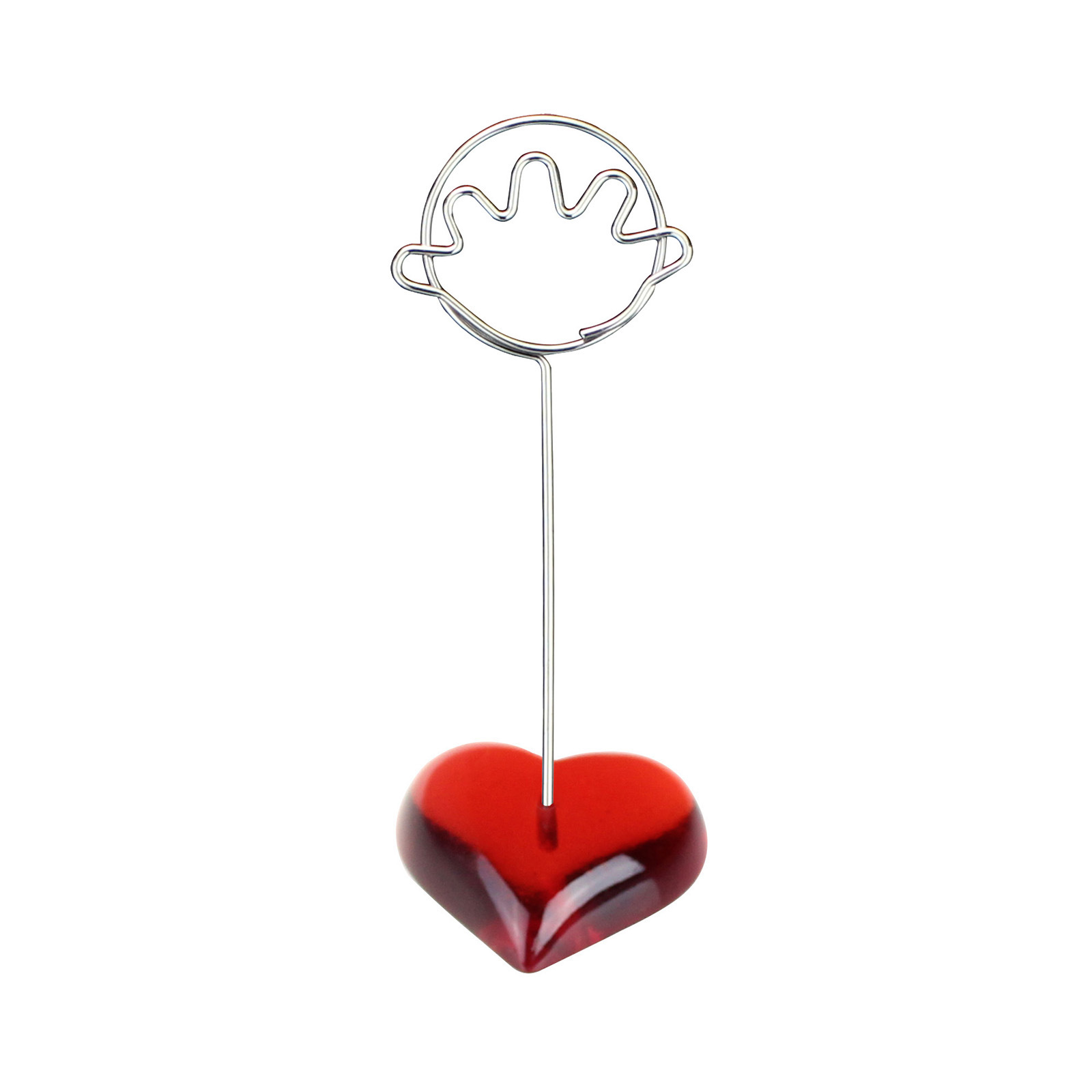 Picture of Red Heart-Shaped Base Photo Clip, Steel Wire Memo Clip with Logo Printing, Suitable for Wedding Display, Storage, and Styling Memo Clips