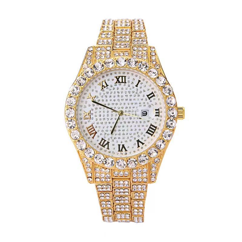 New Foreign Trade Popular Fashion Diamond Calendar Women's Watch Women's Watch Full Diamond Quartz Watch Manufacturer Ready Stock