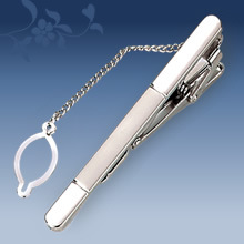 Picture of Metal tie clip men's suit chain 140 simple flower type business atmosphere with drill tie clip