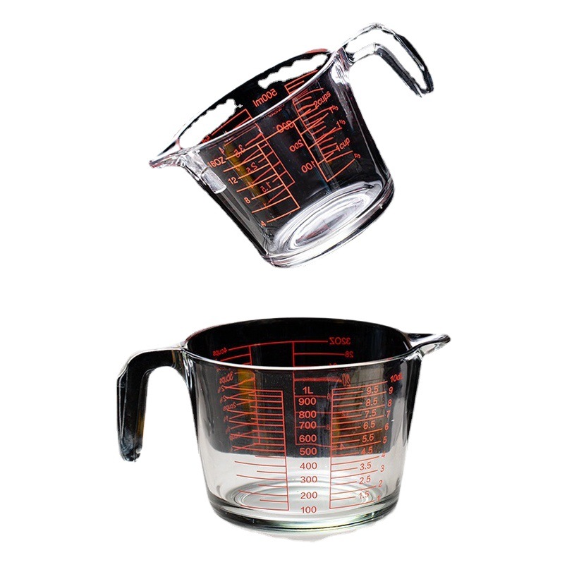 Glass measuring cup with scale thickened microwave oven heating high temperature resistant large capacity ml meter baking measuring cup