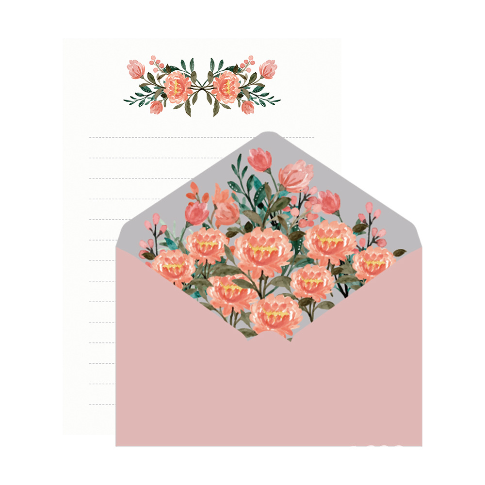 Picture of Wedding Letter Paper Set Invitation Letter A5 Handwritten Love Letter Paper Spring Flower Opening Letter Paper High-End