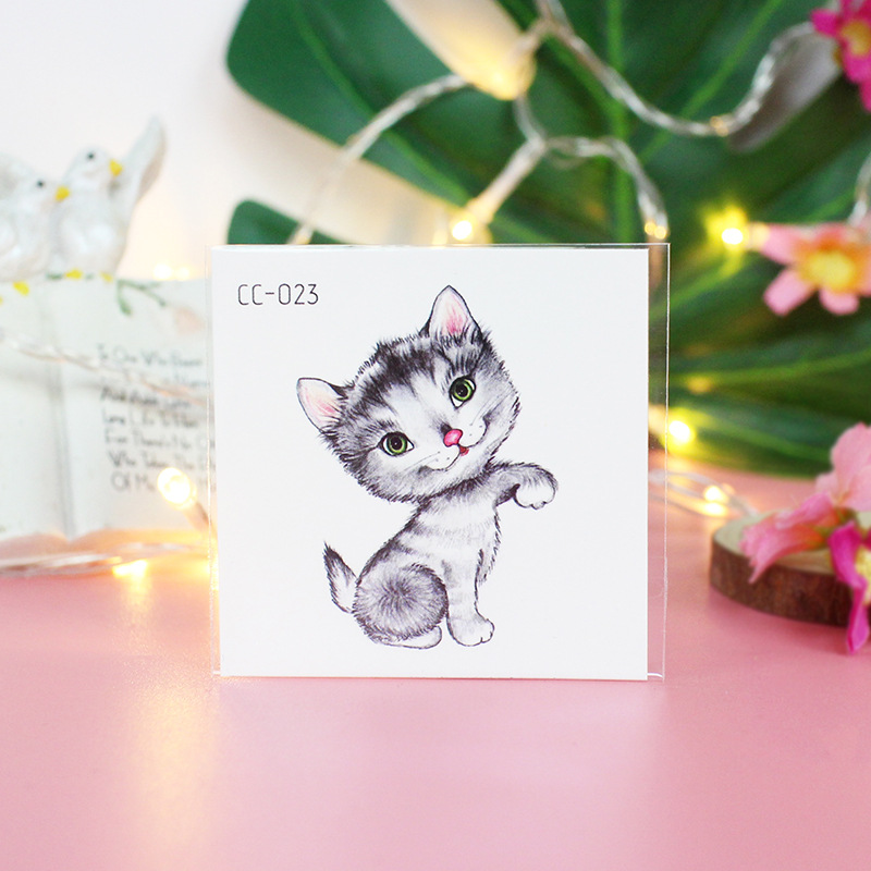 Picture of Cat and Dog Tattoo Stickers Waterproof Girls/Kidsren Cute Little Stickers Cartoon Animal Pet Tattoo Stickers