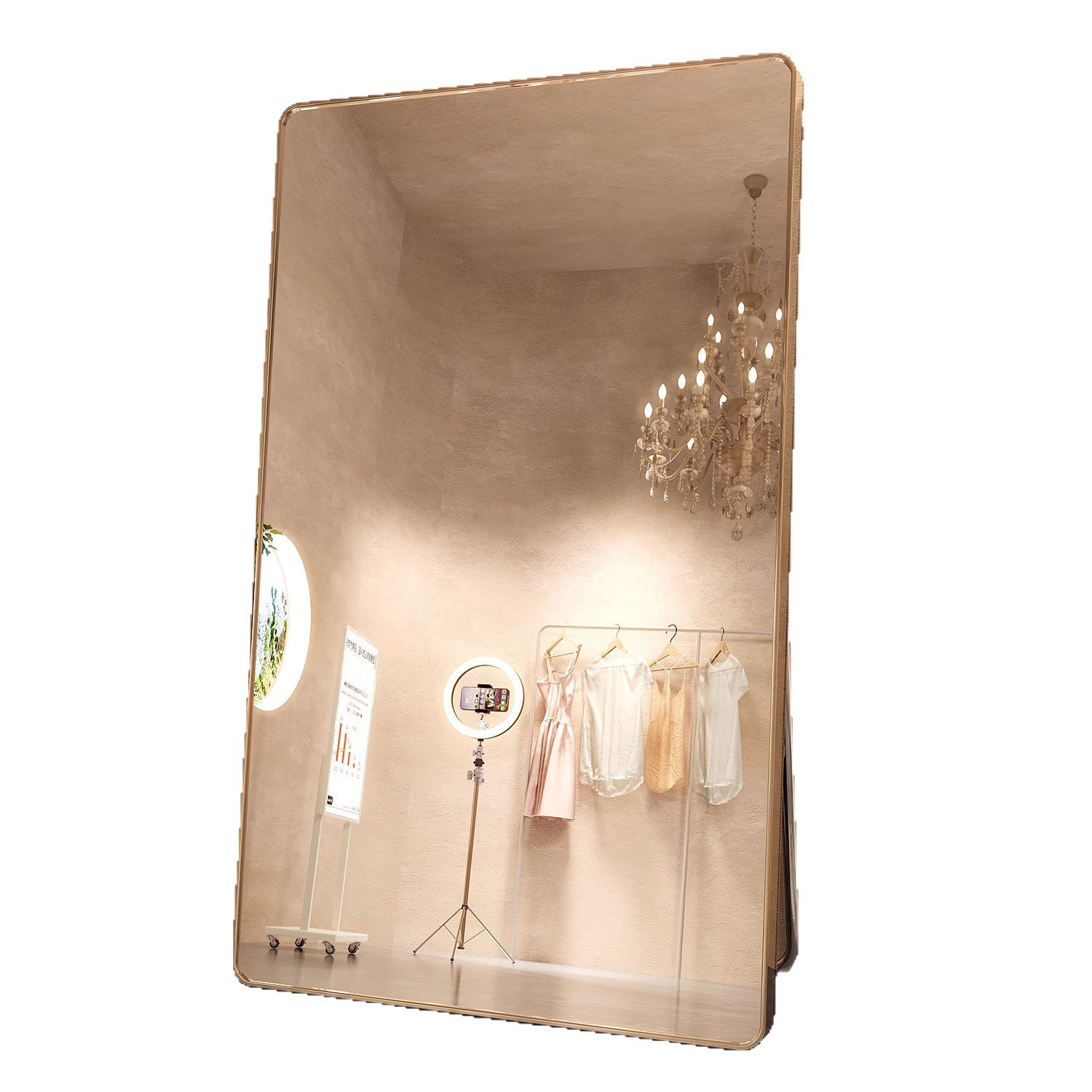 Picture of Full-Length Dressing Mirror, Beauty Mirror for Home Use, Clothing Store Special, Girls' Bedroom Fitting Mirror, Slimming and Height-Enhancing Floor Mirror