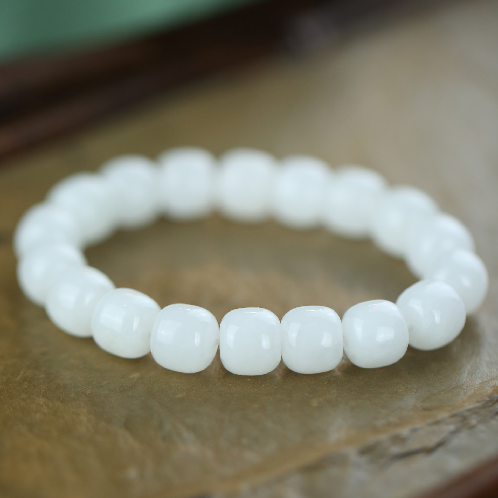 Hotan White Jade Old-style Bead Bracelet Retro Trend All-match Classic Exquisite New Chinese Bead String National Style National Fashion