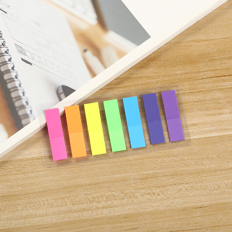 Picture of Fluorescent PET waterproof note sticker student pagination color transparent sticky note Arrow label indicator index sticker