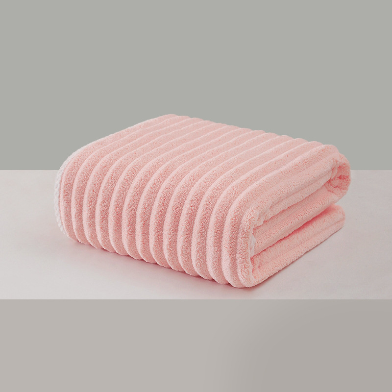 Picture of New Coral Velvet Cloud Plaid Towel, Water-Absorbent, Quick-Drying Candy Corduroy, Non-Shedding, Soft Edge-Wrapped Bath Towel