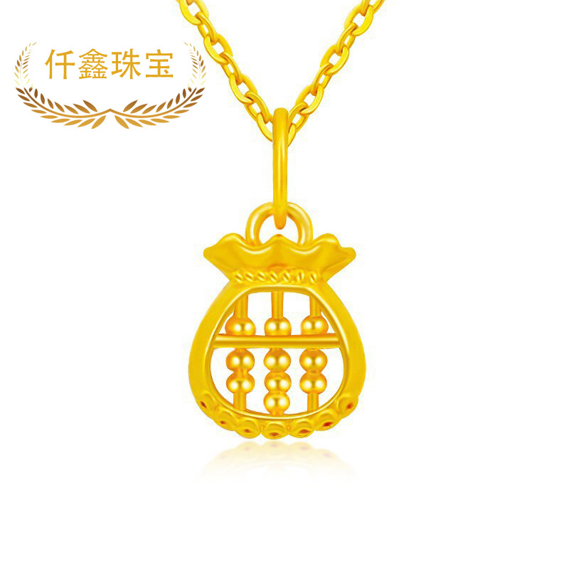 Qianxin Jewelry 999 Pure Gold Pendant for Women 3D Hard Gold Abacus 24K Gold Jewelry Accessories Wholesale in Stock Internet Celebrity Hot Item