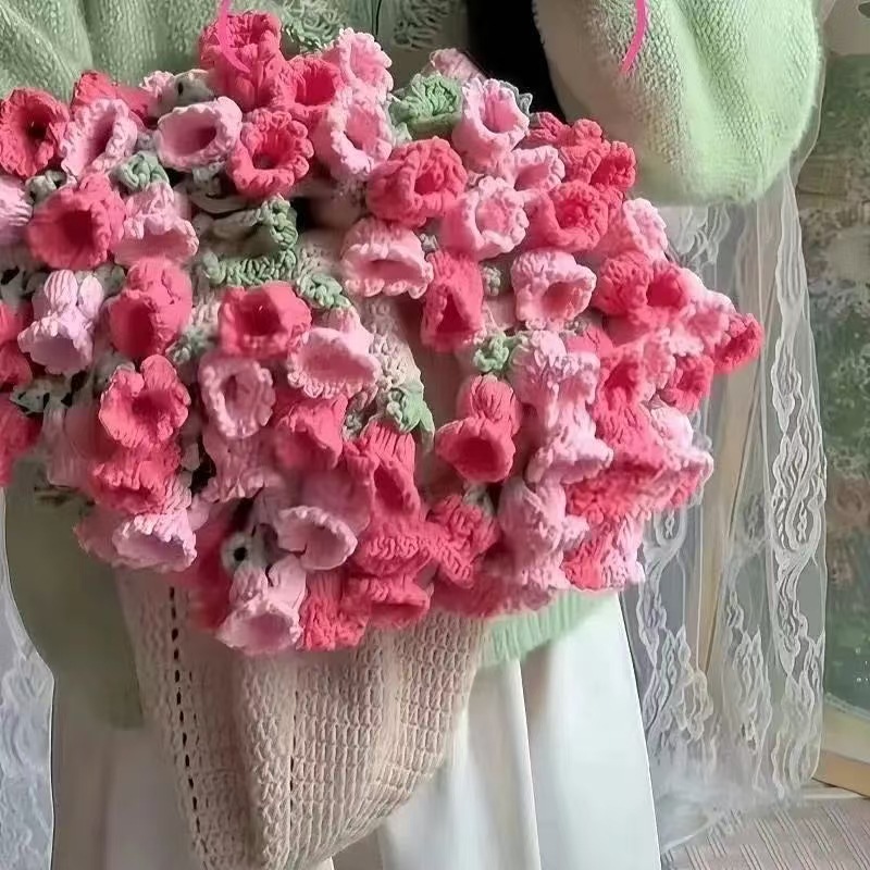 Picture of Pointed Rose Bouquet Blanket Pure Hand Woven DIY Wool Material Pack Creative Crochet Flower Blanket Gift