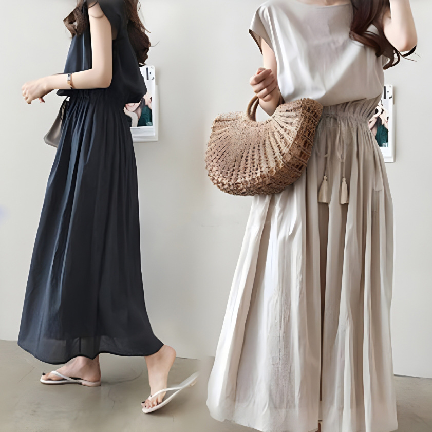 Artistic Large Swing Dress 2022 Summer New Waist Loose Large Size Cotton Linen Dress