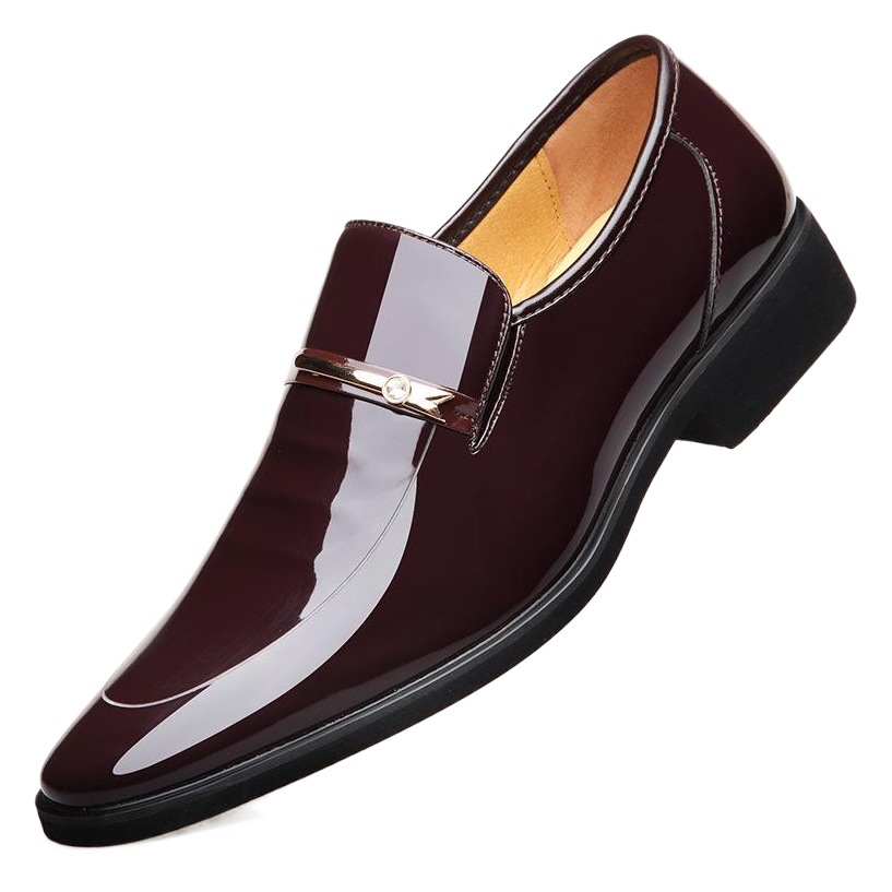 Spring Men's Shoes Pointed Business Dress Men's Leather Shoes Set Feet Patent Leather Wedding Leather Shoes Cross-border Wholesale