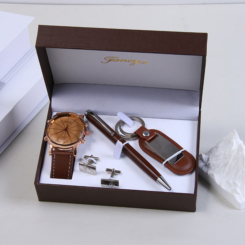 Picture of Cross-Border Small Gifts, High-End Valentine's Day Four-Piece Set, Watch Cufflinks, Pen Keychains, Practical Gift Box Set