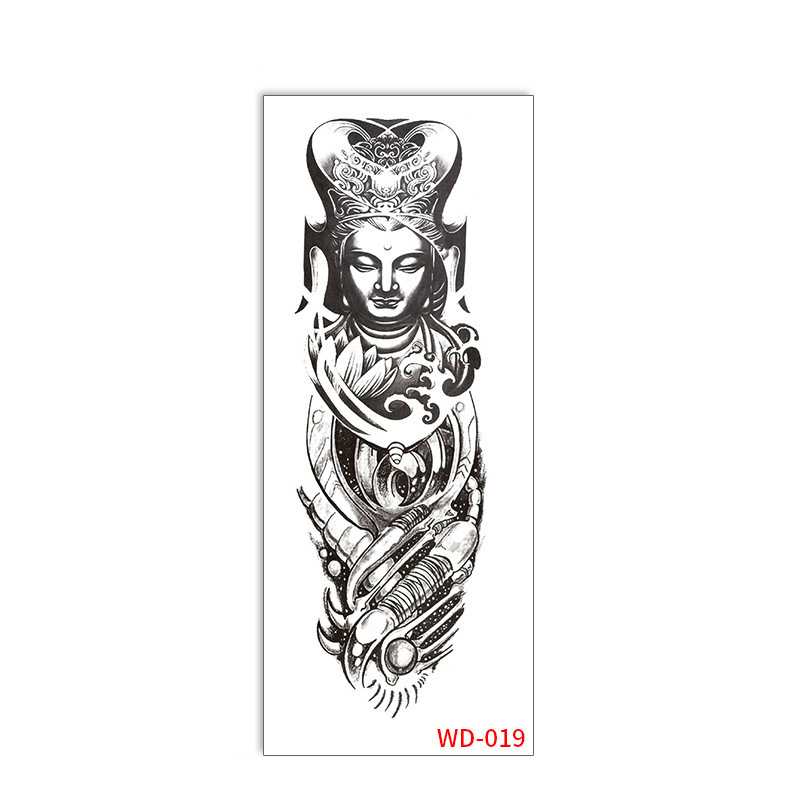 Picture of Full Arm Tattoo Sticker Cross-border New Waterproof Sweat Simulation Cross Buddha Black and White Colorful Personality Full Arm Temporary Tattoo