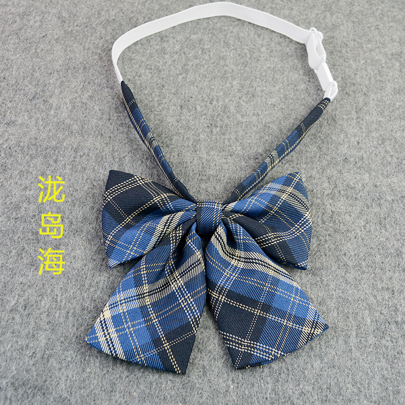 Picture of Hot-selling College Style Oka Pear Field Soot Black Bow Plaid Flat Horn JK Collar Bow Tie Shirt Accessories