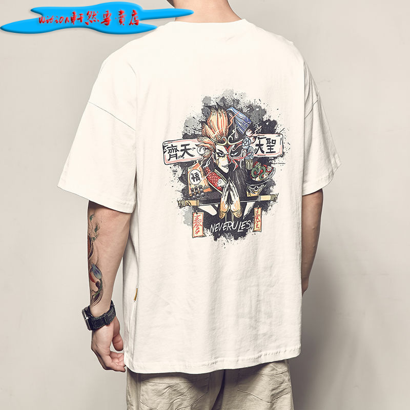 Picture of Men's Japanese Anime Printed Short-sleeved T-shirt Men's Summer New Casual Loose T-shirt Trendy Couple's Round Neck TEE