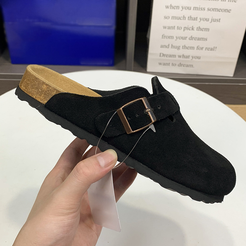 Birkenstock Shoes Genuine Leather Cowhide Cork Sole Toe-Cap Half Slippers for Men and Women, Lazy Casual Fashion Outer Wear Birkenstock Shoes