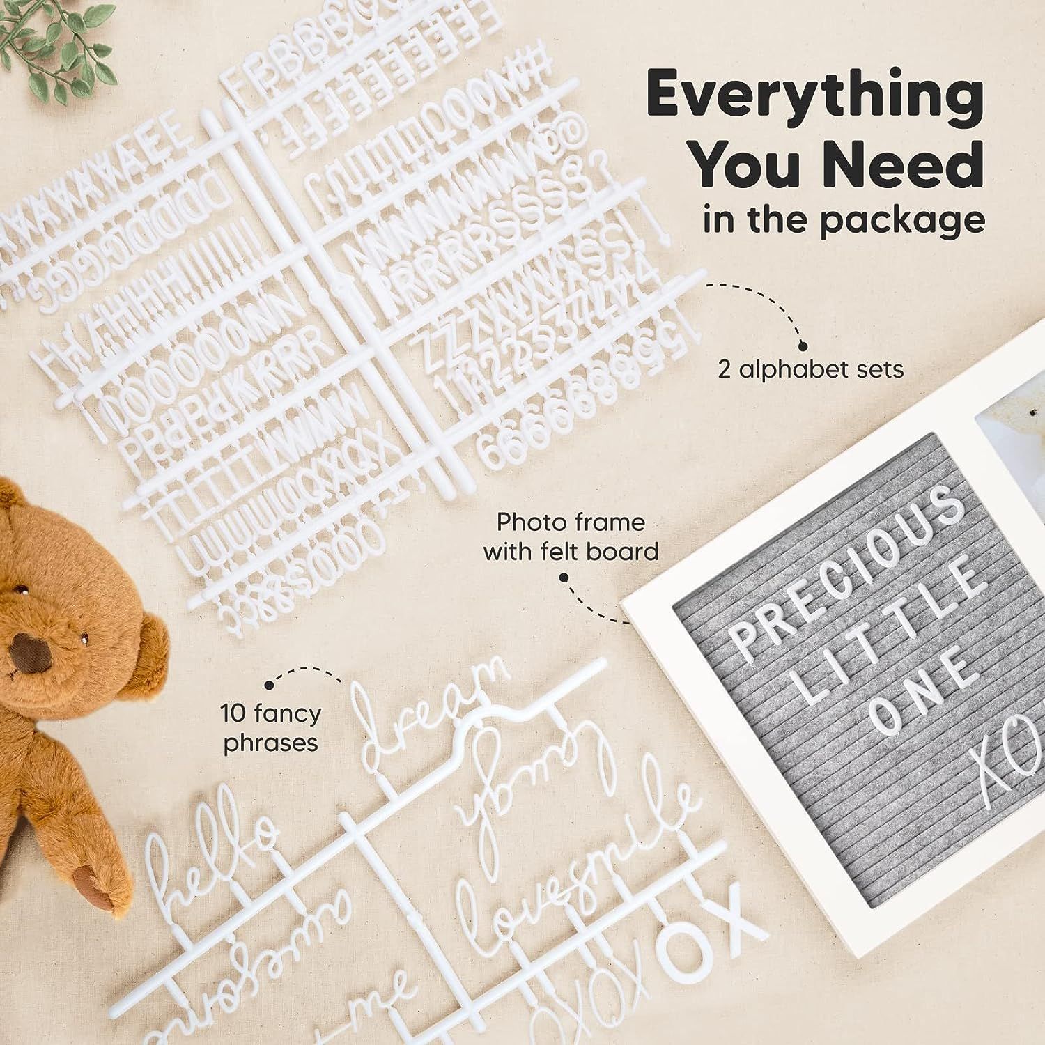 Picture of Amazon New felt letter message board with wooden baby growth commemorative album Baby growth photo frame