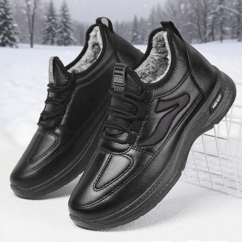Men's Winter Shoes Cross-Border Large Size Cotton Shoes with Fleece Thickened Cotton Boots Cold-Proof Warm Leather Boots Polyurethane Snow Boots