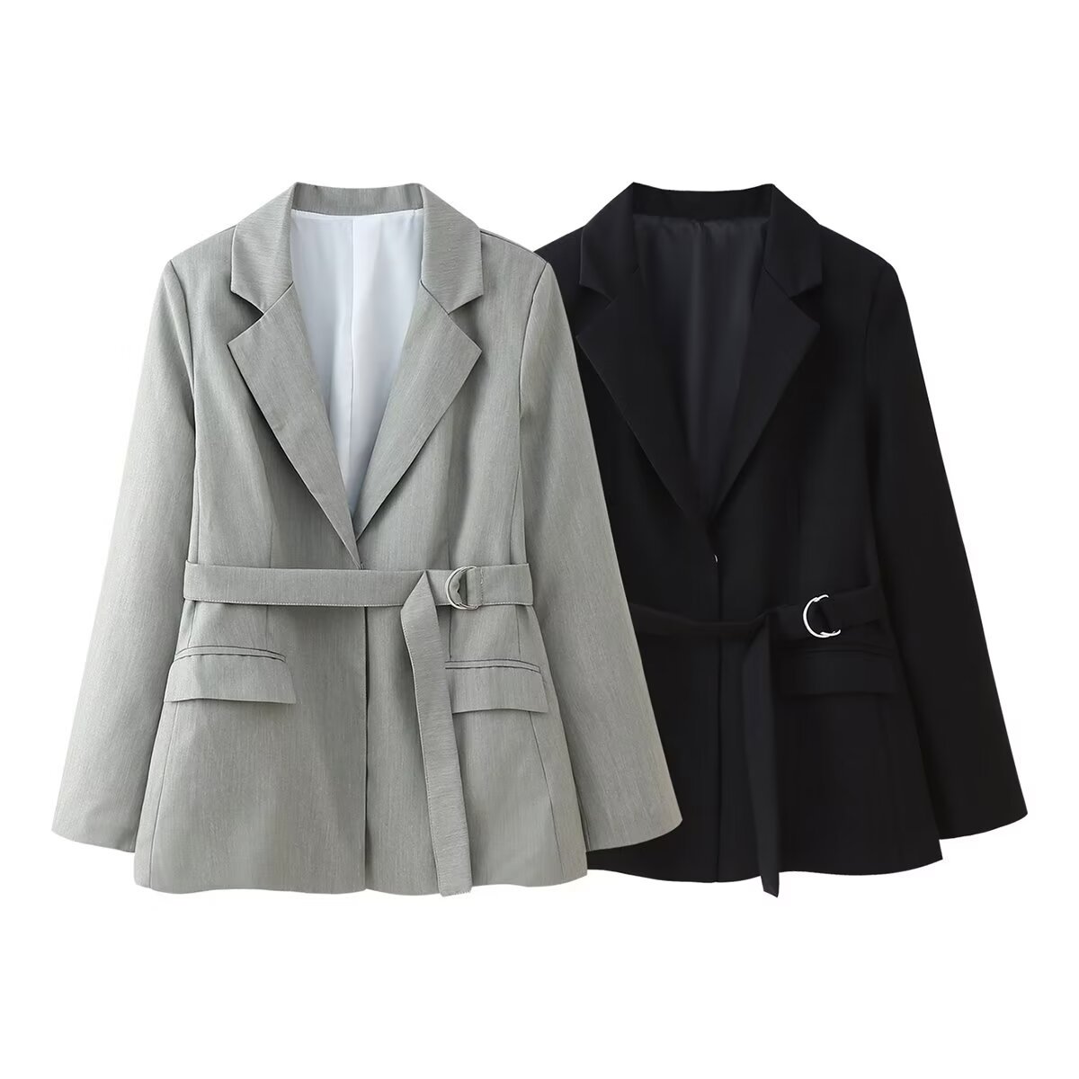 European and American Style Foreign Trade Women's Clothing New 2024 Fashion Casual Versatile Belted Suit Jacket Wholesale