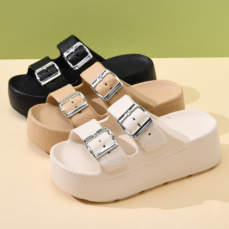 New Slippers Women's Non-slip EVA Height-raising Super Thick Bottom Home Fashion Super Soft Feeling Shit-on-Shit Wear Inside and Outside