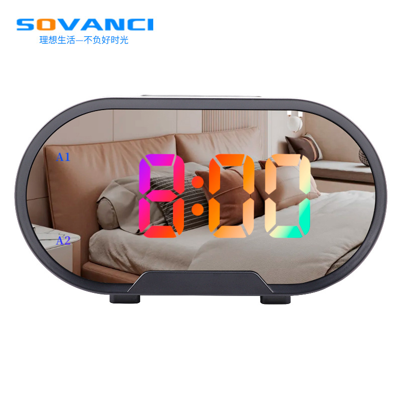 Amazon Cross-Border New Large-Screen Led Colorful Digital Display Clock Multi-Functional Electronic Desktop Alarm Clock