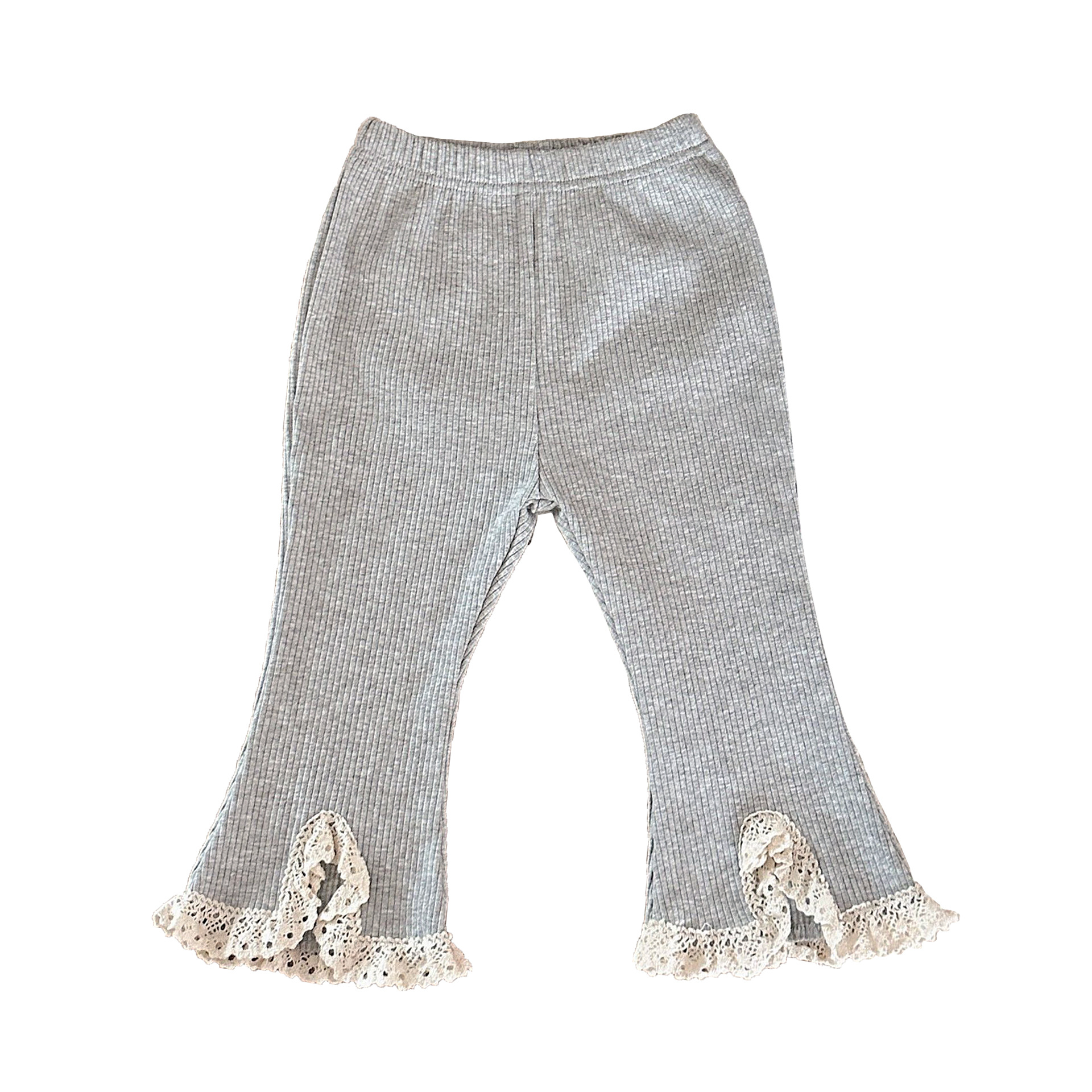 Picture of Infants and Young Children Early Autumn and Winter Baby Girl Korean Style Slightly Flared Lace Pants Elastic Pit Strips Versatile Pure Color Bell-Bottom Pants
