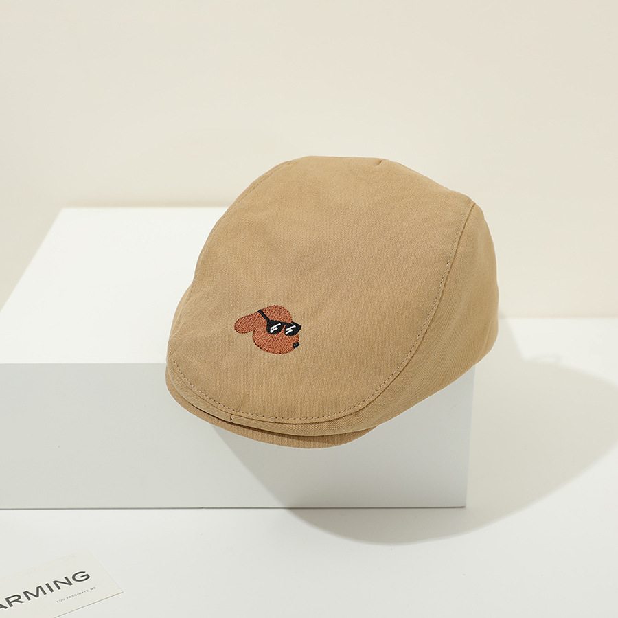Picture of Glasses dog embroidered children's forward hat baby hat British spring and autumn boys and girls peaked cap cartoon children's fashion hat