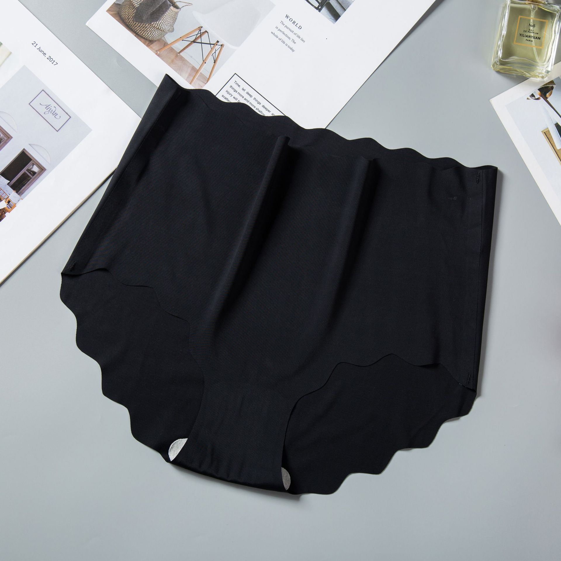 Picture of Ice Silk High Waist Underwear Women's Abdominal Tucking Traceless Large Size Solid Color Women's Underwear Cotton Crotch Breathable One-piece Underwear
