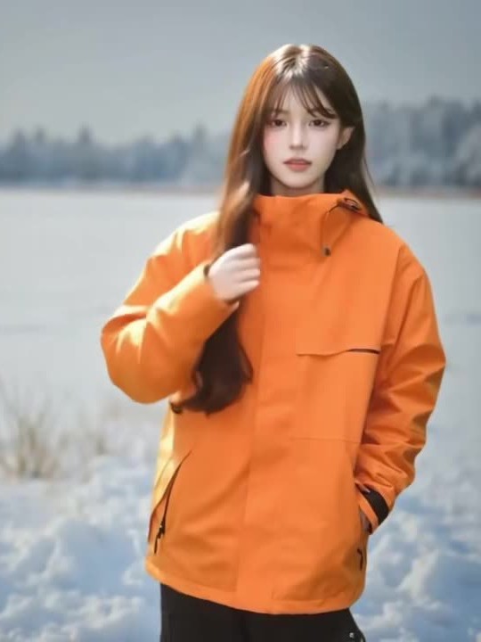 Luotuo's Style Softshell Jacket, Thickened Warm 3-in-1 Two-Piece Windproof, Waterproof, Loose Hiking Wear, Mountain-style Trendy Brand