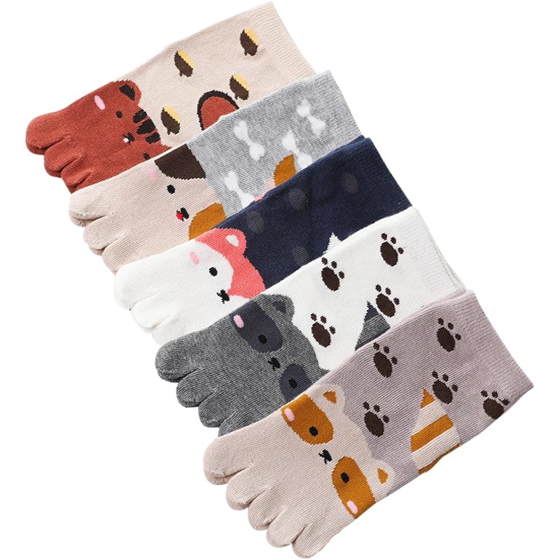 Four seasons children cotton finger socks male and female size children tube cartoon animal cotton toe socks 3-7-12 years old