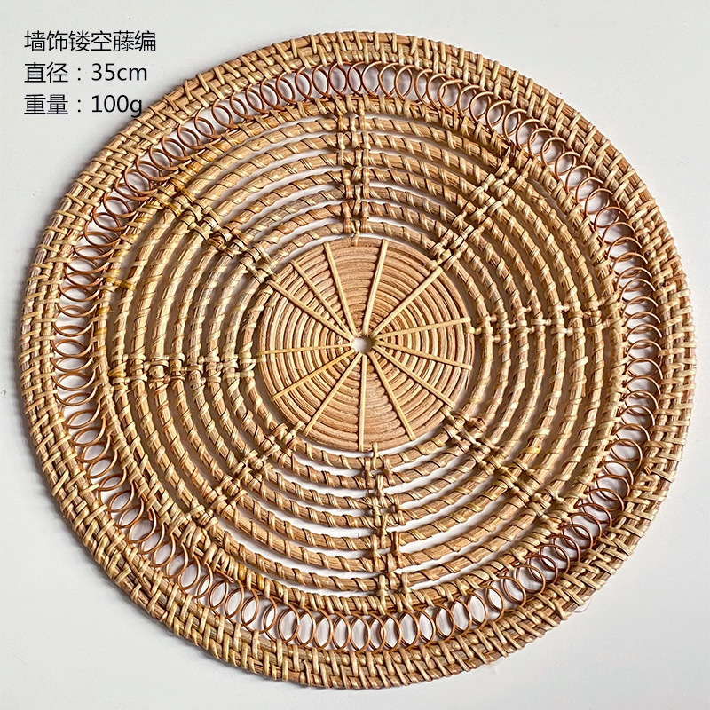Picture of Nordic handmade Rattan woven bed & breakfast Wall pendant decoration European style living room entrance home wall hanging Rattan