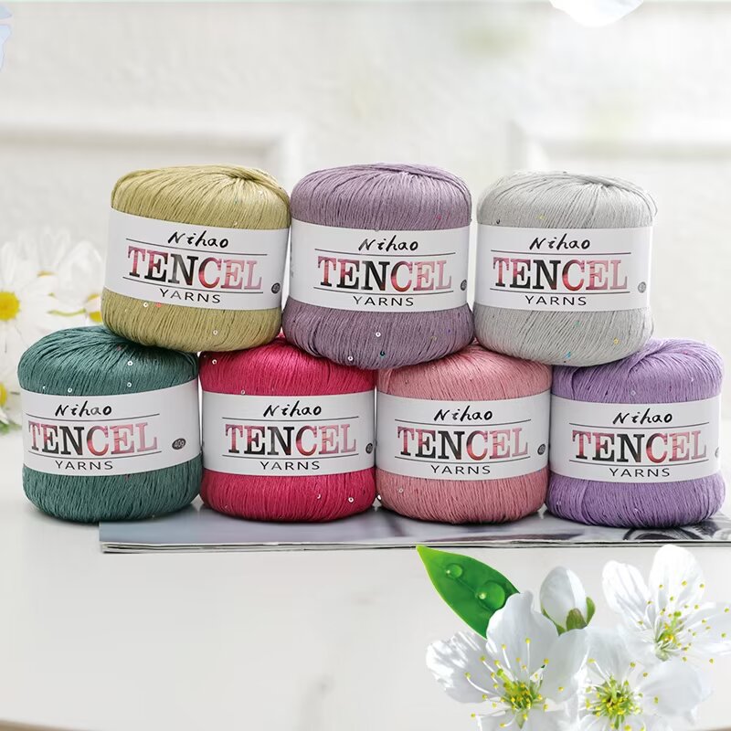 Tencel summer lace sequins cotton thread thin thread group hand woven DIY lace hollow small shirt material bag wholesale