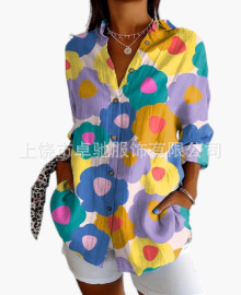 Picture of 2025 New Women's Long Shirt Women's Summer European and American Trend Long Sleeve Shirt Printed Pattern Printed 3D Shirt