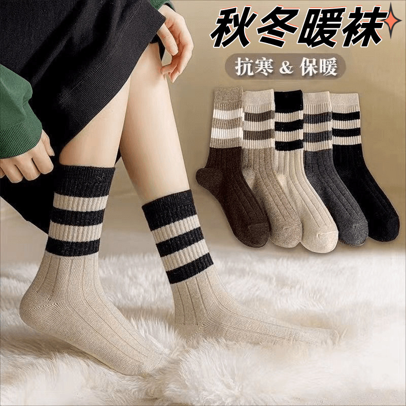 Women's Mid-calf socks with shark pants autumn and winter thickened warm ins trendy all-match long Sports women's socks