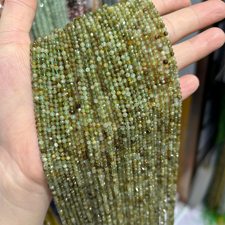 Picture of Sand Fleet 2~4mm green garnet faceted loose beads diy bracelet necklace diy bracelet necklace wholesale
