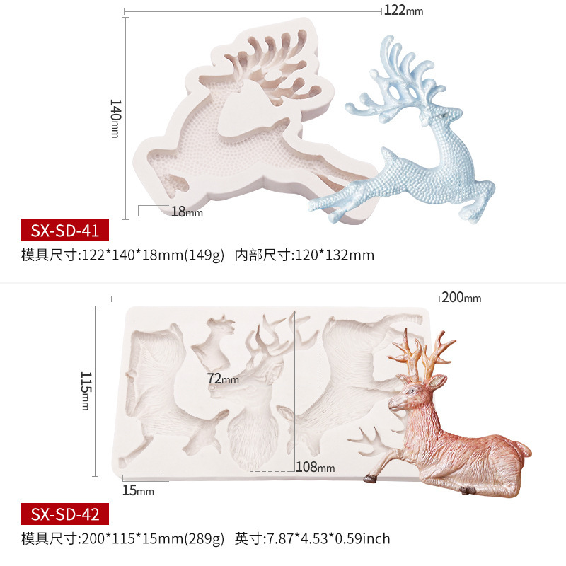 Picture of Sanxin Elk Flip Sugar Silicone Christmas Cake Mold Chocolate Decoration Mold DIY Baking Utensils