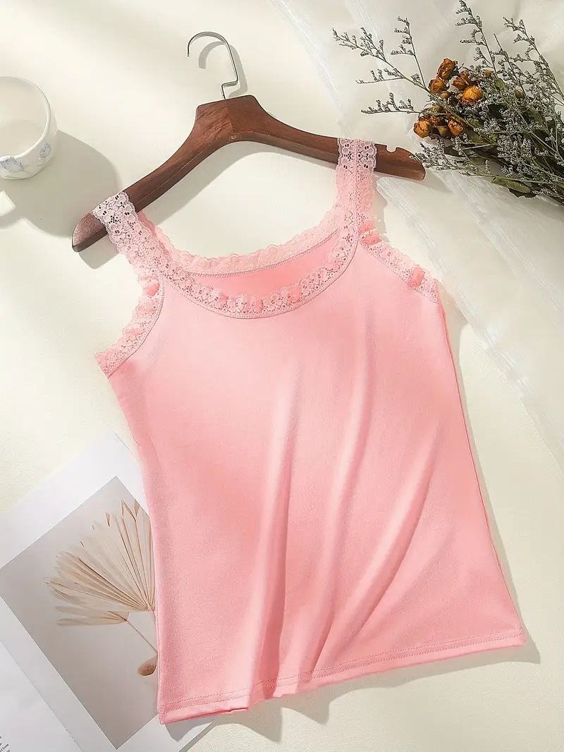 Picture of Trendy Lace Camisole for Women, Summer High Elasticity Plus Size Outerwear Base Shirt