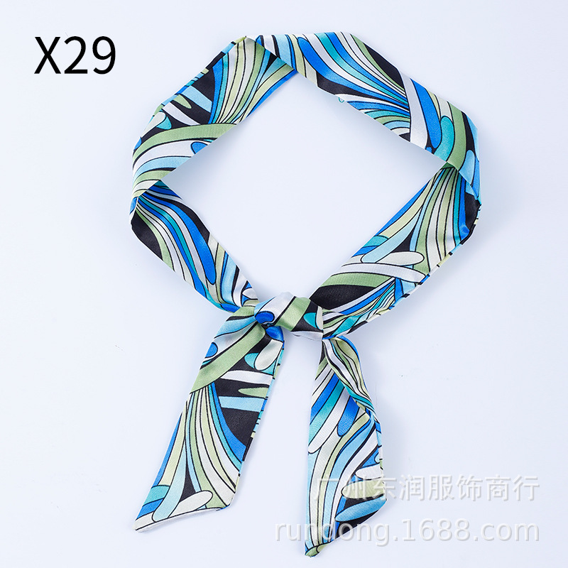 Picture of Silk Scarf Wholesale Long Beveled Small Silk Scarf Double-layer All-match Hair Belt Ribbon Decoration Tie Bag Hand Gift Box Silk Scarf
