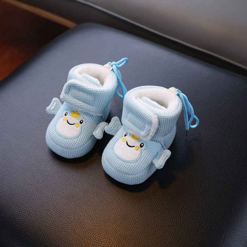 Baby Cotton Boots Autumn and Winter fleece-lined Thickened Non-slip Baby Toddler Shoes Don't Fall Cartoon Frog Soft Sole Warm Cotton Shoes