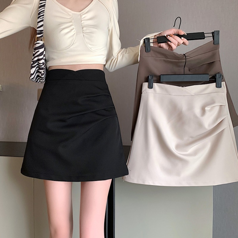 Korean Style Elegant Pleated High Waist Skirt Women's plus size Slim A- line Hip Skirt Summer 2023 New