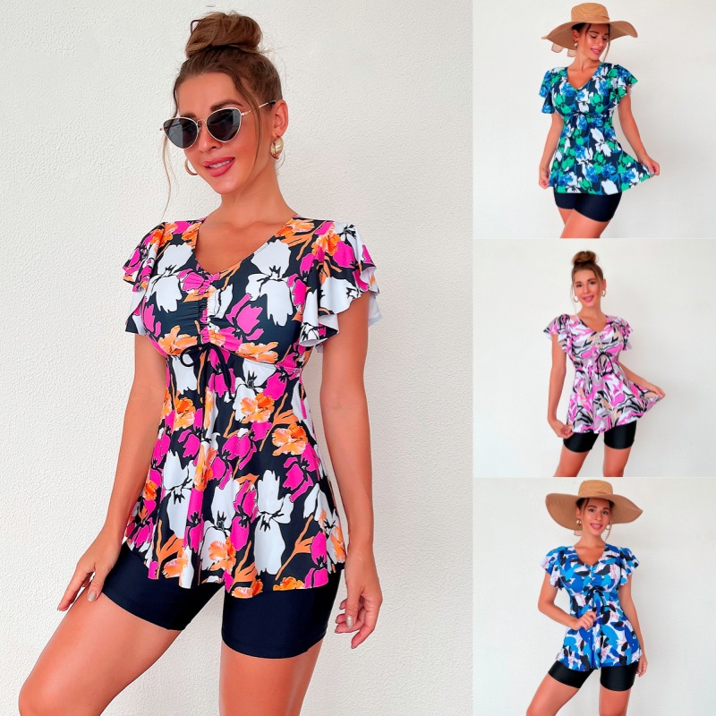 2024 ladies split printed swimsuit skirt lace swimsuit Amazon wish foreign trade factory spot