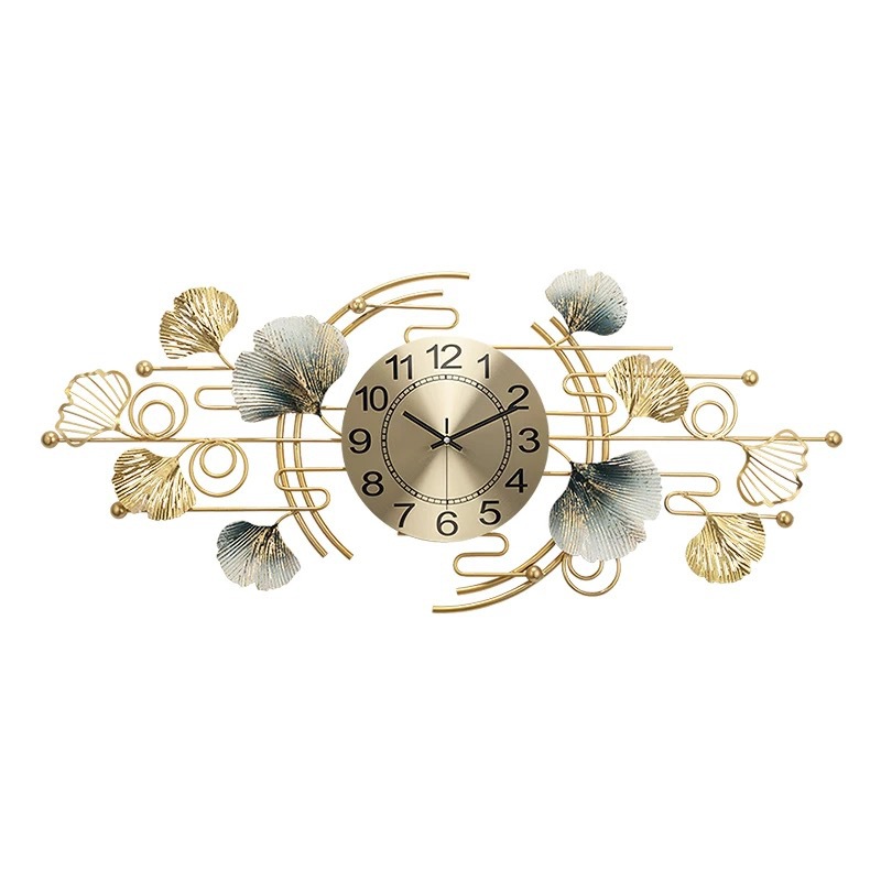 Picture of Dual-use Creative Clock and Clock Living Room Dining Room Clock Light Luxury Wall Clock Wall Clock Decorative Ginkgo Leaf Art Large Wall Watch