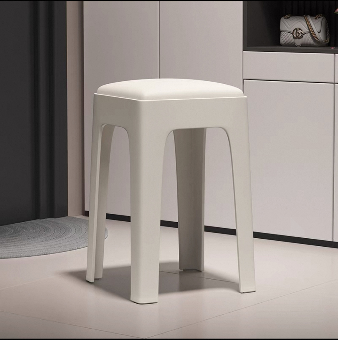 Picture of Plastic Stool Household Thickened Stackable Square Bench Modern Simple Sturdy Durable Dining Table Stool Spare High Chair