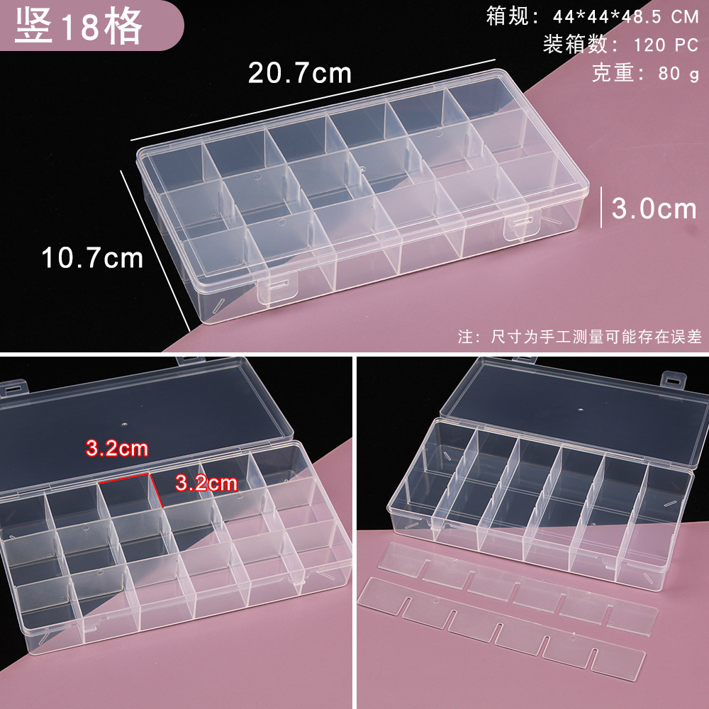 Picture of Transparent plastic 24-grid jewelry storage box electronic components accessories box classification Plaid jewelry box small parts box