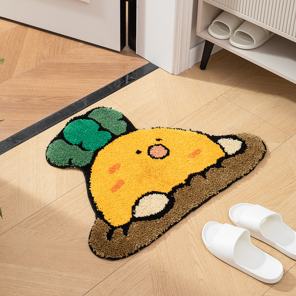 Picture of Flocked Round Bedroom Door Mat, Non-Slip Bathroom Absorbent Floor Mat, Entrance Door Mat, Children's Mat, Non-Slip and Absorbent