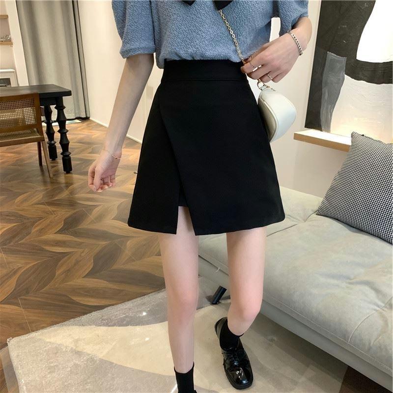 2024 Summer new all-Match cover skirt high waist A- line skirt side small split skirt pants for women plus size